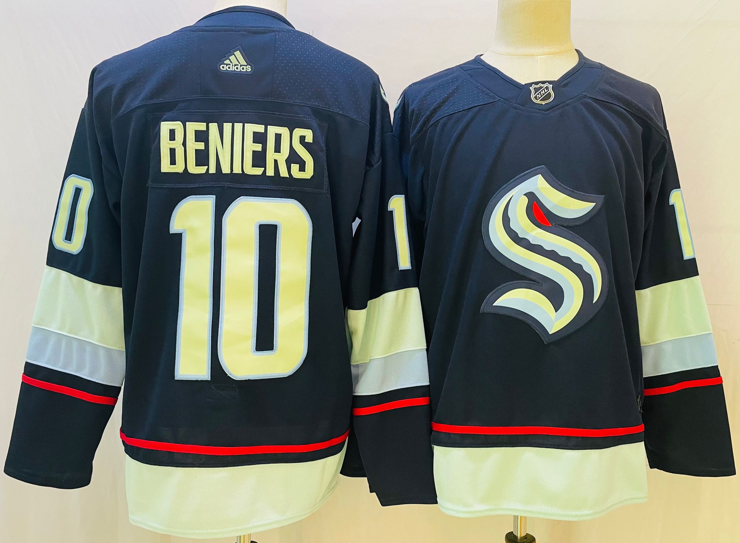 Men Seattle Kraken #10 Beniers Blue Throwback 2022 Adidas NHL Jersey